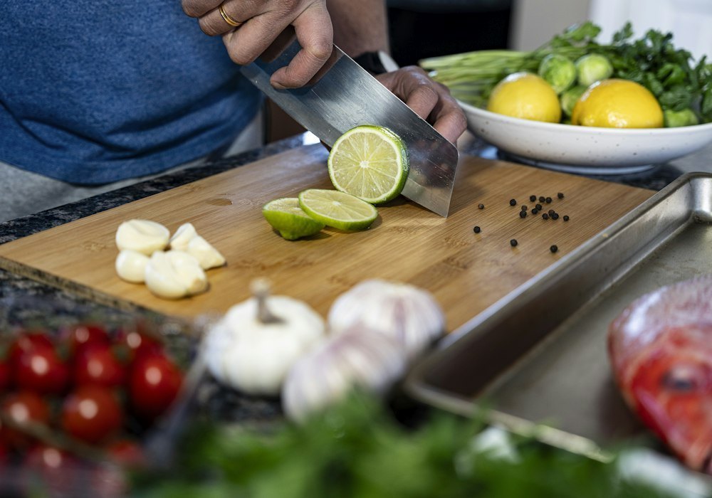 Preparing fresh, healthy ingredients